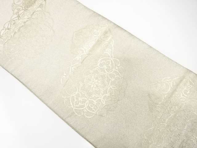 JAPANESE KIMONO / ANTIQUE FUKURO OBI / SILK / WOVEN FLOWER CREST